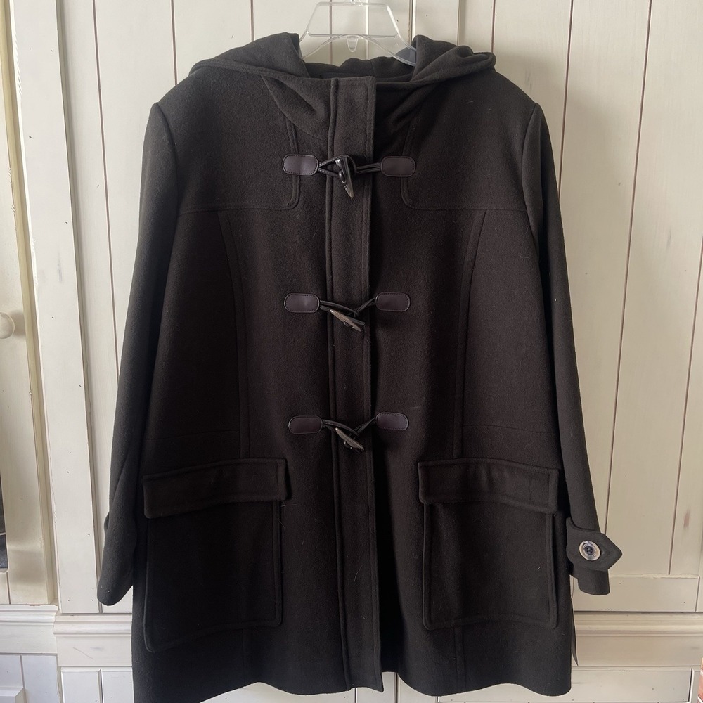 NWT Womens Pendleton Toggle Hooded Duffle Coat Green  Size 18W.